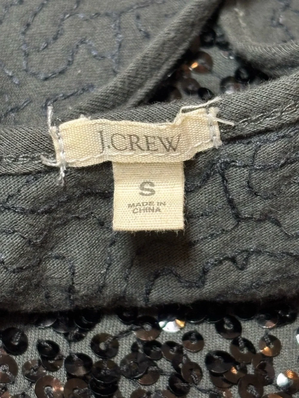 J.Crew Women’s Sequin Tank Top Size Small Black Scoop Neck Party Holiday